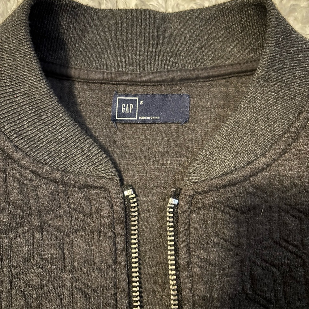 GAP Black Zip Up Sweater with Stand-Up Collar and Ribbed Hem - Picture 2 of 5